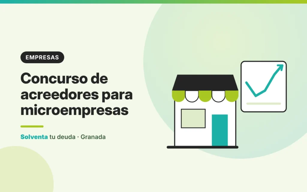 Ilustración de un pequeño comercio junto a un gráfico que vuelve a crecer, concurso de acreedores para microempresas